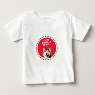 Camiseta Para Bebê Feliz Aniversário do Cachorro Siberiano