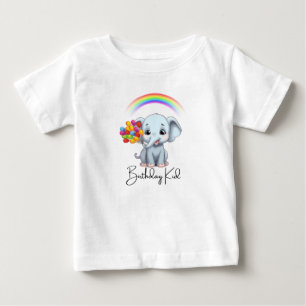 Camiseta Para Bebê Feliz Aniversário do Elefante Themed