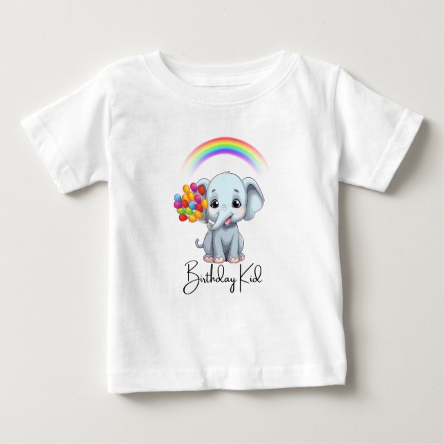 Camiseta Para Bebê Feliz Aniversário do Elefante Themed (Frente)