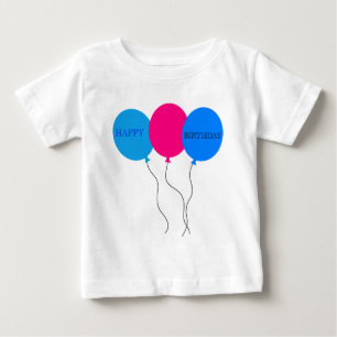Camiseta Para Bebê Feliz aniversário dos balões