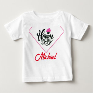 Camiseta Para Bebê Feliz Aniversário Especial Cute Personalizado