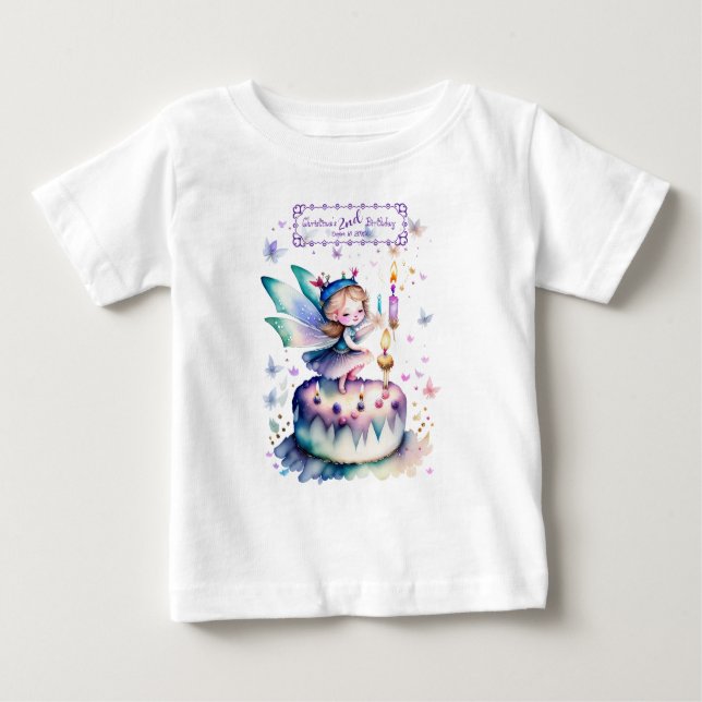Camiseta Para Bebê Feliz aniversário Fada 01 (Frente)