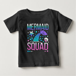 Camiseta Para Bebê Feliz Aniversário Mermaid Squad-68296
