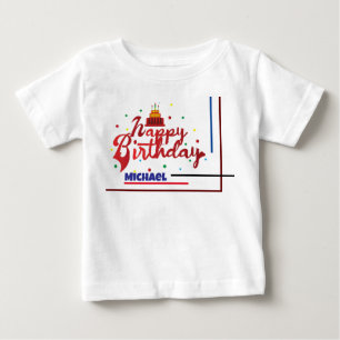 Camiseta Para Bebê Feliz Aniversário Nome Personalizado Presente Mode