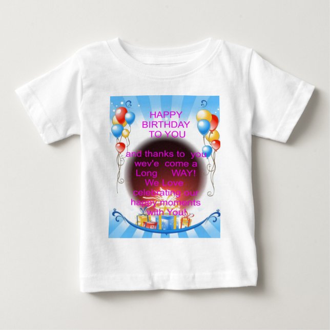 Camiseta Para Bebê Feliz aniversário para você Art Impressão (Frente)