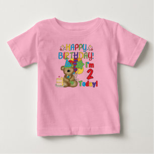 Camiseta Para Bebê Feliz Aniversário segundo aniversário do Urso de T