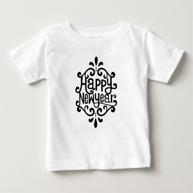 Camiseta Para Bebê Feliz Ano Novo (Frente)