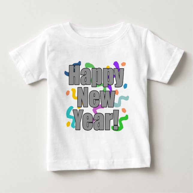 Camiseta Para Bebê Feliz ano novo (Frente)