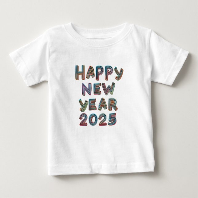 Camiseta Para Bebê Feliz ano novo 2025*#*#**#** (Frente)