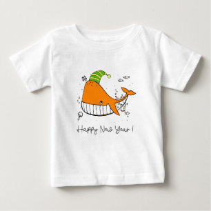 Camiseta Para Bebê feliz ano novo - amante da baleia