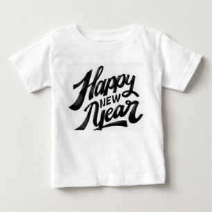 Camiseta Para Bebê Feliz Ano Novo Escova‑Estilo Saudação