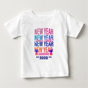 Camiseta Para Bebê Feliz ano novo Mesma Cor de Diversão de Fé