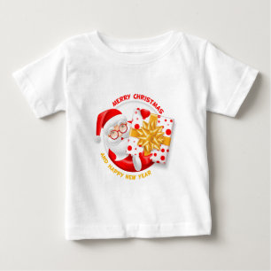 Camiseta Para Bebê Feliz ano novo Santa Claus