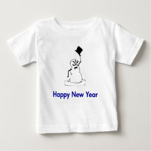 Camiseta Para Bebê Feliz ano novo Snowman