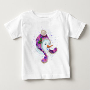 Camiseta Para Bebê Feliz Brincadeiro De Neve Com Beanie Winter Hat, R