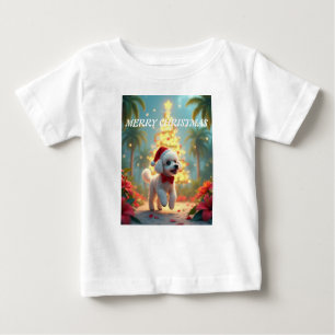 Camiseta Para Bebê Feliz cachorrinho de natal