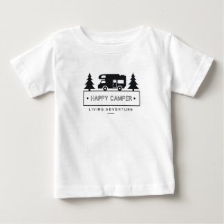 Camiseta Para Bebê Feliz Camper RV Motorhome Black and White