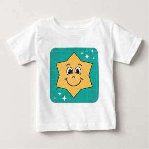 Camiseta Para Bebê Feliz cartoon star sorridente design de Natal