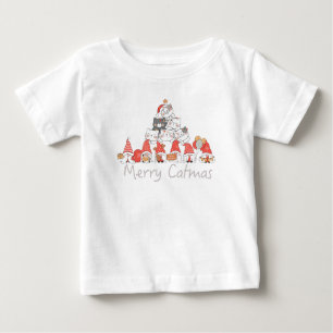 Camiseta Para Bebê Feliz Catmas Natal bonito