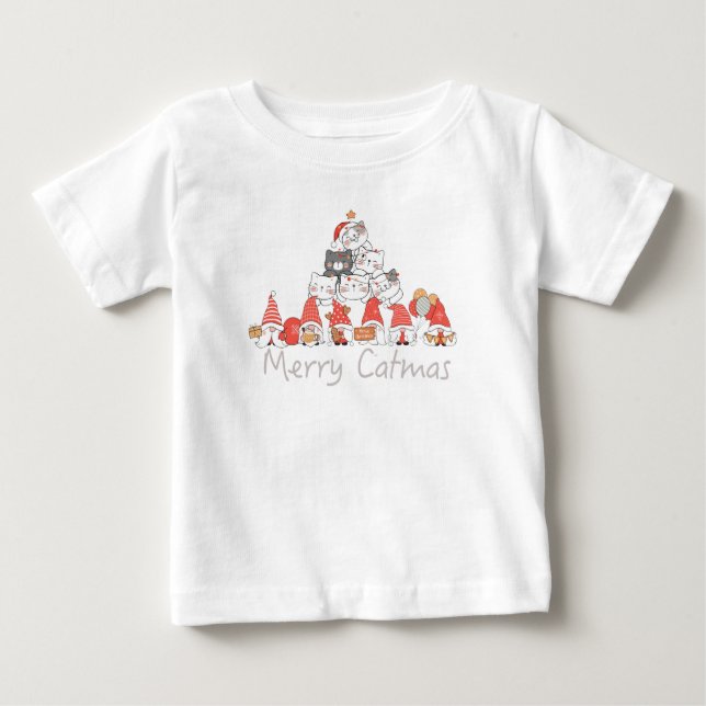 Camiseta Para Bebê Feliz Catmas Natal bonito (Frente)