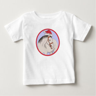 Camiseta Para Bebê Feliz Cavalo de Natal