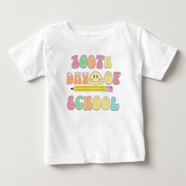 Camiseta Para Bebê feliz centésimo dia da escola (Frente)