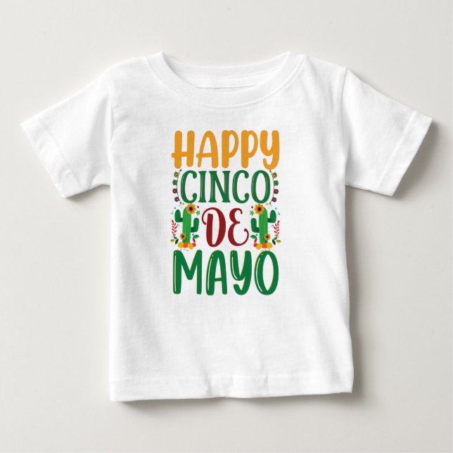 Camiseta Para Bebê Feliz Cinco de Mayo 5 de Mayo para Mulheres Homens (Frente)