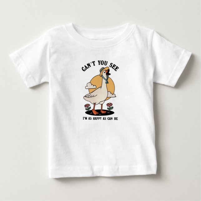 Camiseta Para Bebê Feliz Como Pode Ser Gado Feliz (Frente)