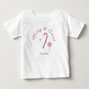 Camiseta Para Bebê Feliz cor-de-rosa magenta e aquarela doce