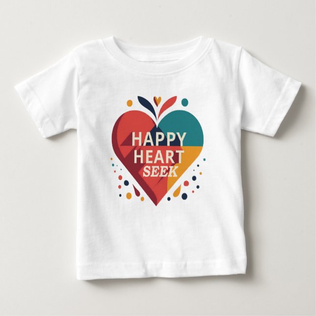 Camiseta Para Bebê Feliz Coração (Frente)