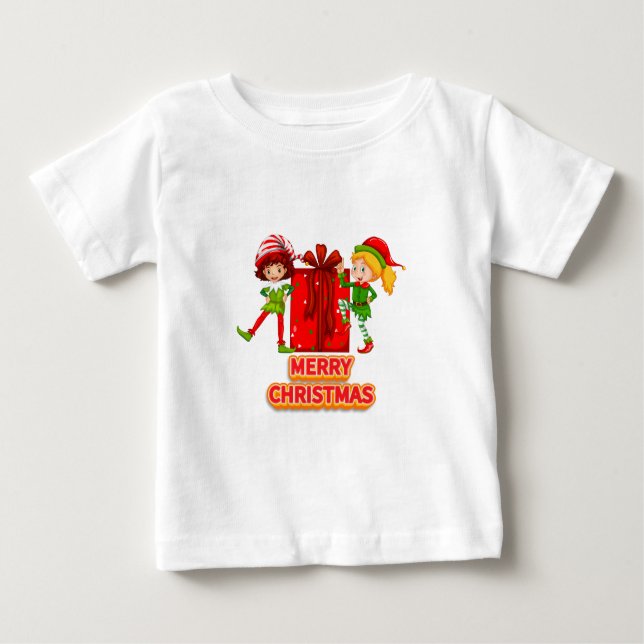 Camiseta Para Bebê Feliz de aniversário e Feliz Natal de 2023 (Frente)
