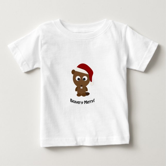 Camiseta Para Bebê Feliz de castor! (Frente)