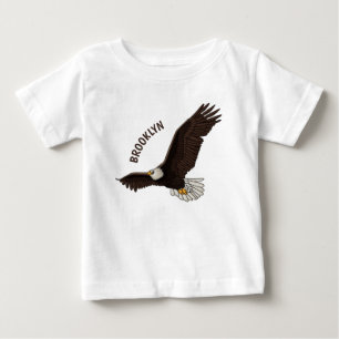 Camiseta Para Bebê Feliz desenho animado de águia-calva voadora