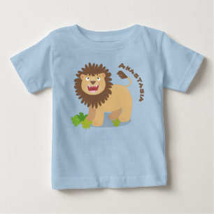 Camiseta Para Bebê Feliz desenho animado de leão