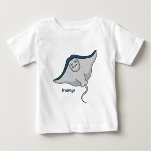 Camiseta Para Bebê Feliz desenho animado de peixes-raia