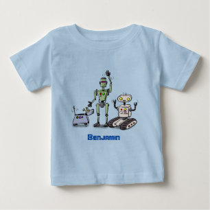 Camiseta Para Bebê Feliz desenho animado de robôs fofos