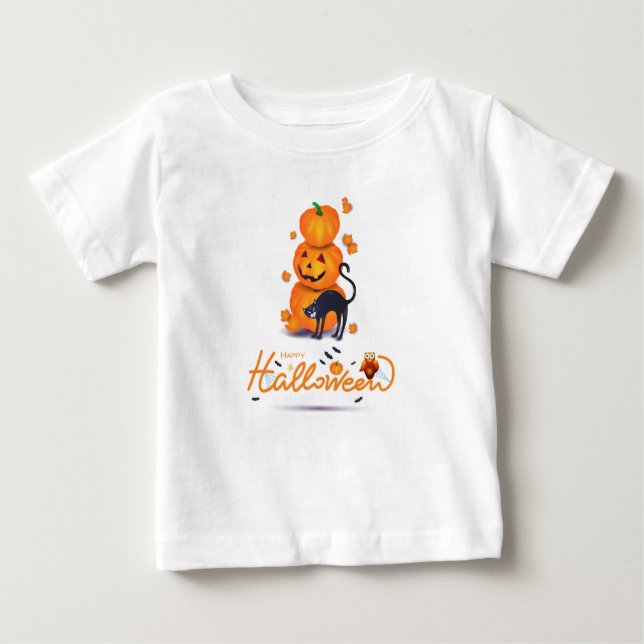 Camiseta Para Bebê Feliz Dia das Bruxas! (Frente)