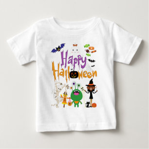 Camiseta Para Bebê Feliz Dia das Bruxas Crianças Bonitas e Loucas