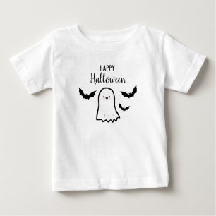 Camiseta Para Bebê Feliz Dia das Bruxas Ghost Bats