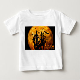 Camiseta Para Bebê Feliz Dia das Bruxas (Lua Cheia)