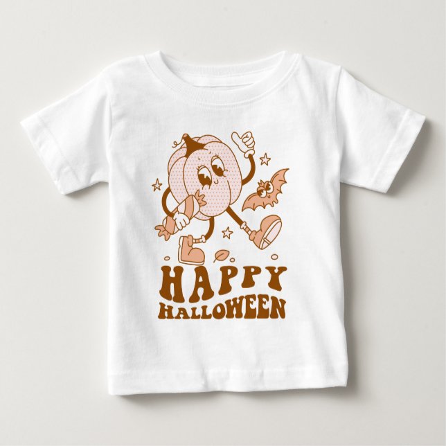 Camiseta Para Bebê Feliz Dia das Bruxas| Pumpkin da Bolinhas (Frente)