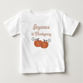 Camiseta Para Bebê Feliz Dia de Ação de Graças Abóbora Outono Primeir