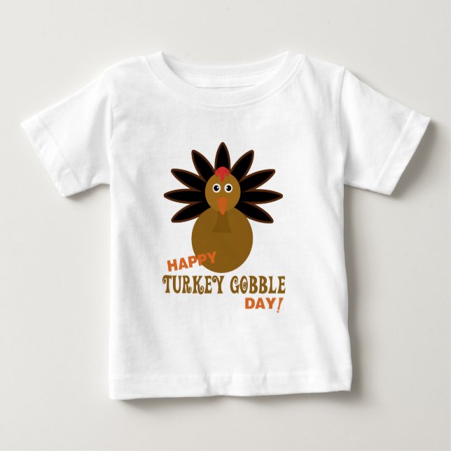 Camiseta Para Bebê Feliz Dia de Ação de Graças da Turquia (Frente)