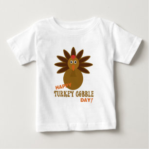 Camiseta Para Bebê Feliz Dia de Ação de Graças da Turquia