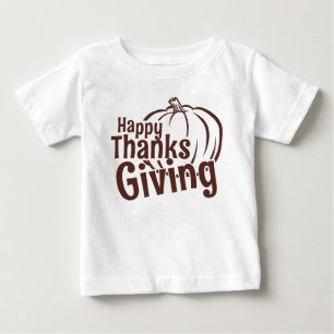 Camiseta Para Bebê Feliz Dia de Ação de Graças – Design de Colheita d