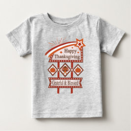 Camiseta Para Bebê Feliz Dia de Ação de Graças Grata e Bênção - Sinal