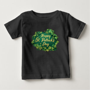 Camiseta Para Bebê Feliz Dia de São Patrício com Design de Trevo