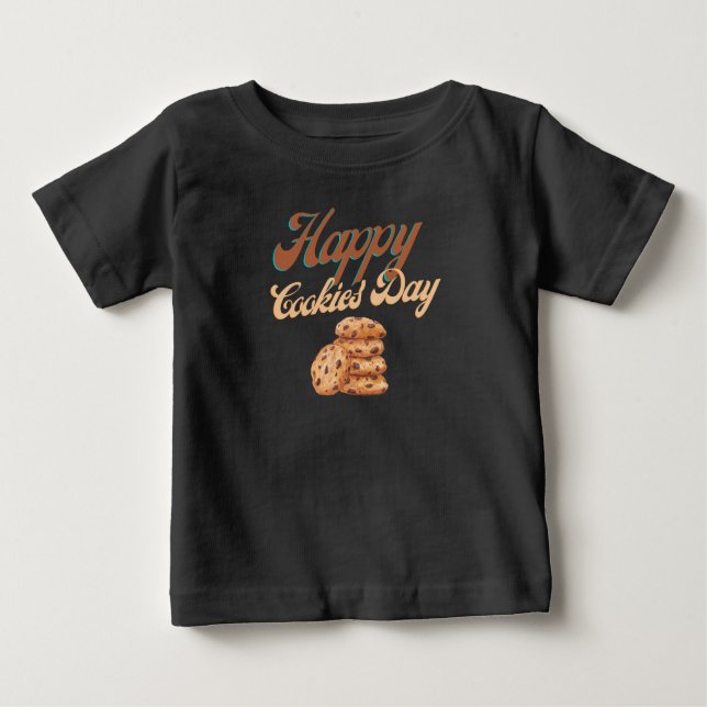 Camiseta Para Bebê Feliz Dia dos Biscoitos, Dia Nacional dos Biscoito (Frente)