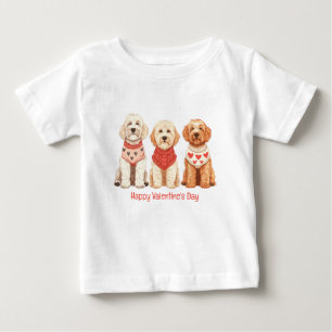 Camiseta Para Bebê Feliz Dia dos Namorados Cachorros Dourados