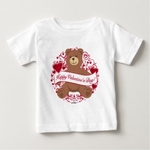 Camiseta Para Bebê Feliz dia dos namorados! Urso de ursinho